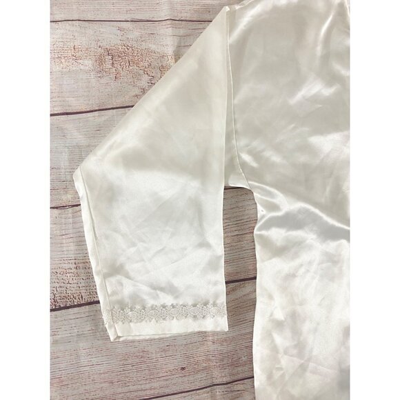 Vintage Christian Dior 10980's Satin Lace Trim Bath Robe - Medium - Picture 2 of 13